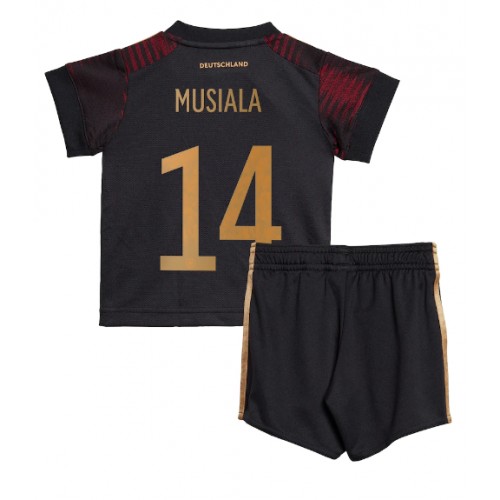Njemačka Jamal Musiala #14 Gostujuci Dres za djecu SP 2022 Kratak Rukav (+ Kratke hlače)